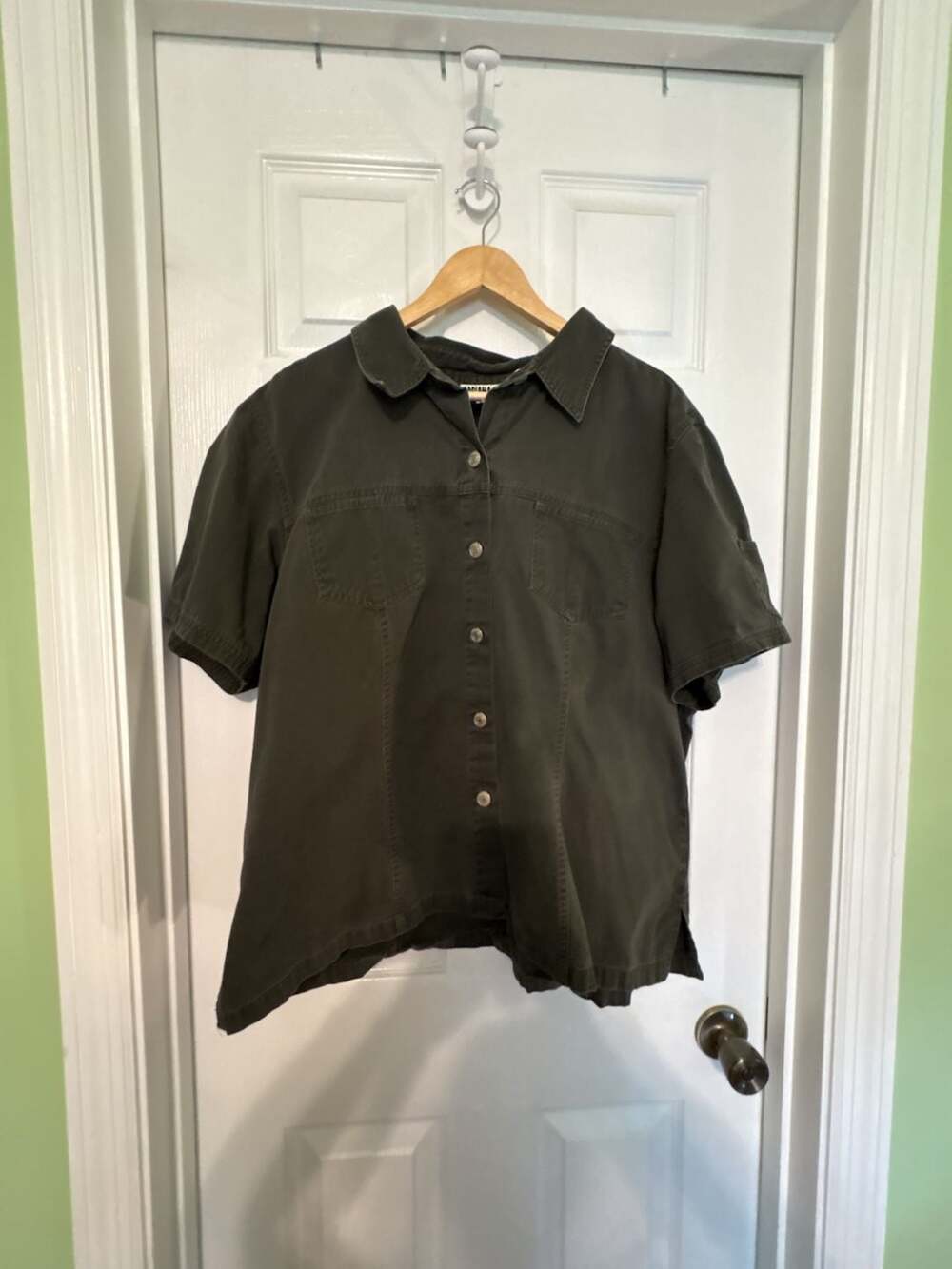 Adriana Sport  Short Sleeve 100% Cotton Utility Workwear Button Up Shirt, 20W